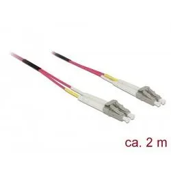 Delock 84641 Glasfaser LWL Anschlusskabel 2.00 m Violett [1x LC-Stecker - 1x LC-Stecker] 50/125 µ Multimode OM4