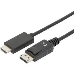 Digitus DisplayPort / HDMI Adapterkabel DisplayPort Stecker, HDMI-A Stecker 3.00 m Schwarz AK-340303-030-S dreifach