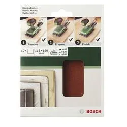 Bosch Accessories 2609256B15 Schwingschleifpapier ungelocht Körnung (num) 60 (L x B) 140 mm x 115 mm 10 St.