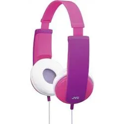 JVC HA-KD5-P-E On Ear Kopfhörer kabelgebunden Stereo Pink, Lila Lautstärkebegrenzung, Leichtbügel Kinder