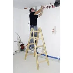 MUNK Günzburger Steigtechnik 33210 Holz Stufen-Doppelleiter Arbeitshöhe (max.): 2.8 m Braun 7.6 kg