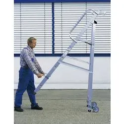MUNK Günzburger Steigtechnik 51087 Aluminium Stufen-Stehleiter fahrbar Arbeitshöhe (max.): 3.65 m Silber 16.8 kg