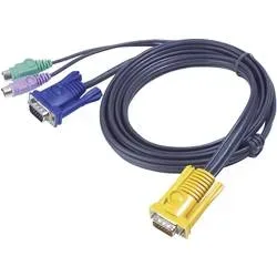 ATEN KVM Anschlusskabel [1x SPHD-15-Stecker - 2x PS/2-Stecker, VGA-Buchse] 3.00 m Schwarz