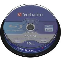 VERBATIM BD-R Spindle whi./blue 50GB 43746 6x DL Scratchgrd+ 10 Pcs