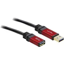 Delock USB-Kabel USB 3.2 Gen1 USB-A Stecker, USB-A Buchse 2.00 m Rot, Schwarz vergoldete Steckkontakte, UL-zertifiziert