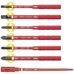 Wiha VDE Schlitz, Kreuzschlitz Phillips, Kreuzschlitz Pozidriv Schraubendreher-Set 4 mm, 5.5 mm PH 1, PH 2, PZ 1, PZ 2 6