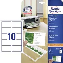 AVERY ZWECKFORM Visitenkarten matt 85x54mm C32011-25 Univer.200g,weiss 25Bl./10St.