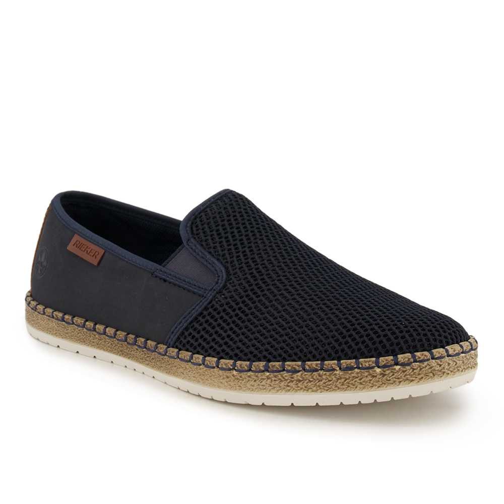 Rieker Slipper mit modischer Laufsohle in Bast-Optik
