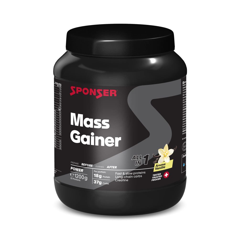 SPONSER Mass Gainer Vanille, 1200 g Dose bunt