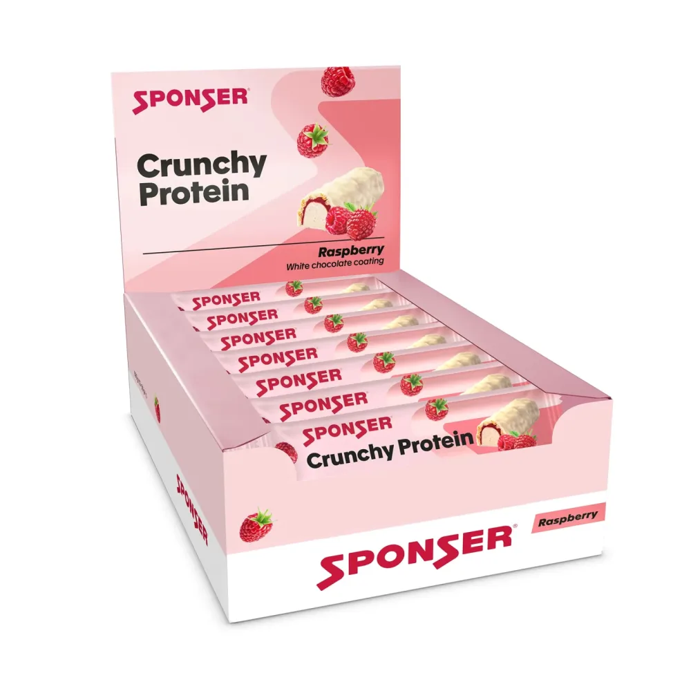 Sponser Crunchy Protein Raspery 12 x 50g Sportriegel Weiss, Herren, Größe: 0