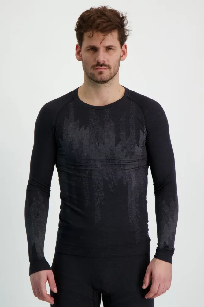 Odlo Kinship Performance Wool 200 Base Layer Shirt für Herren - Wandern, Ski & Snow - schwarz, XXL