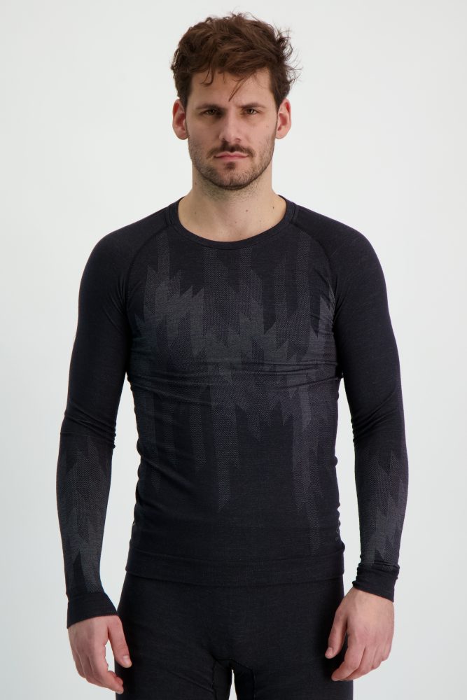 Odlo Kinship Performance Wool 200 Base Layer Shirt für Herren - Wandern, Ski & Snow - schwarz, XXL