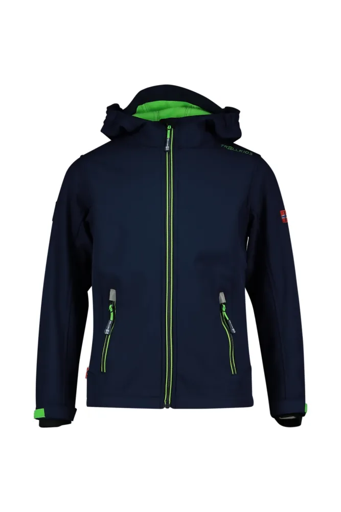 Trollkids Trollfjord Kinder Softshelljacke Blau, , Größe: 128