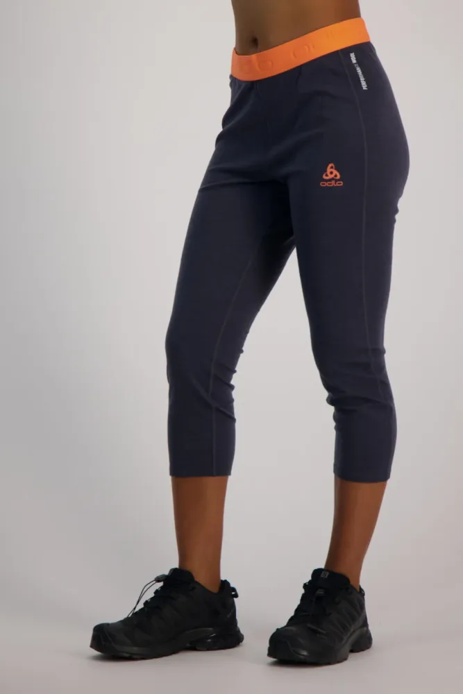 Odlo Revelstoke Performance Wool 150 Base Layer 3/4 Tights für Damen - Ski & Snow - blau, XS