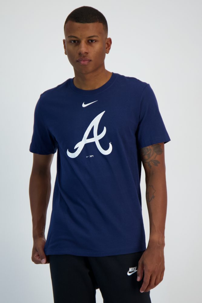 Nike Atlanta Braves Large Logo Herren T-Shirt Blau, Herren, Größe: L