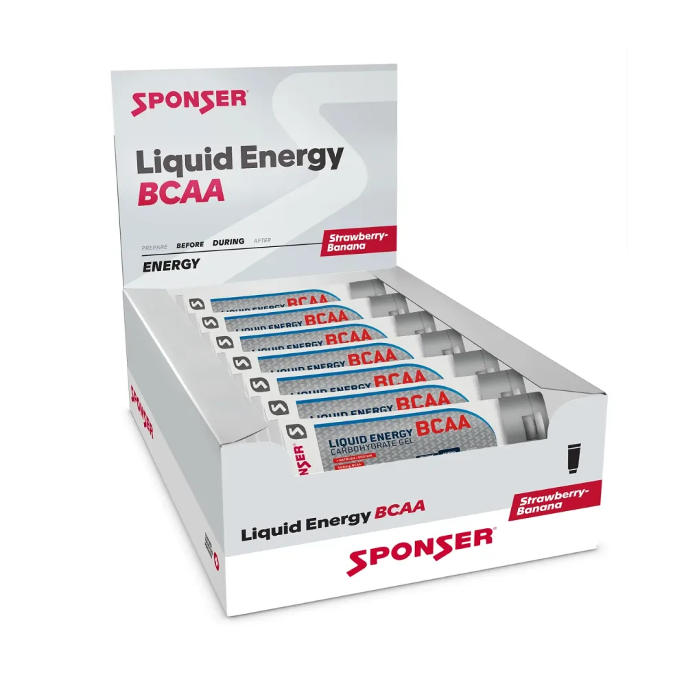 Sponser Liquid Energy BCAA Strawberry Banan 18 x 70 g Energy Gel Weiss, Herren, Größe: 0