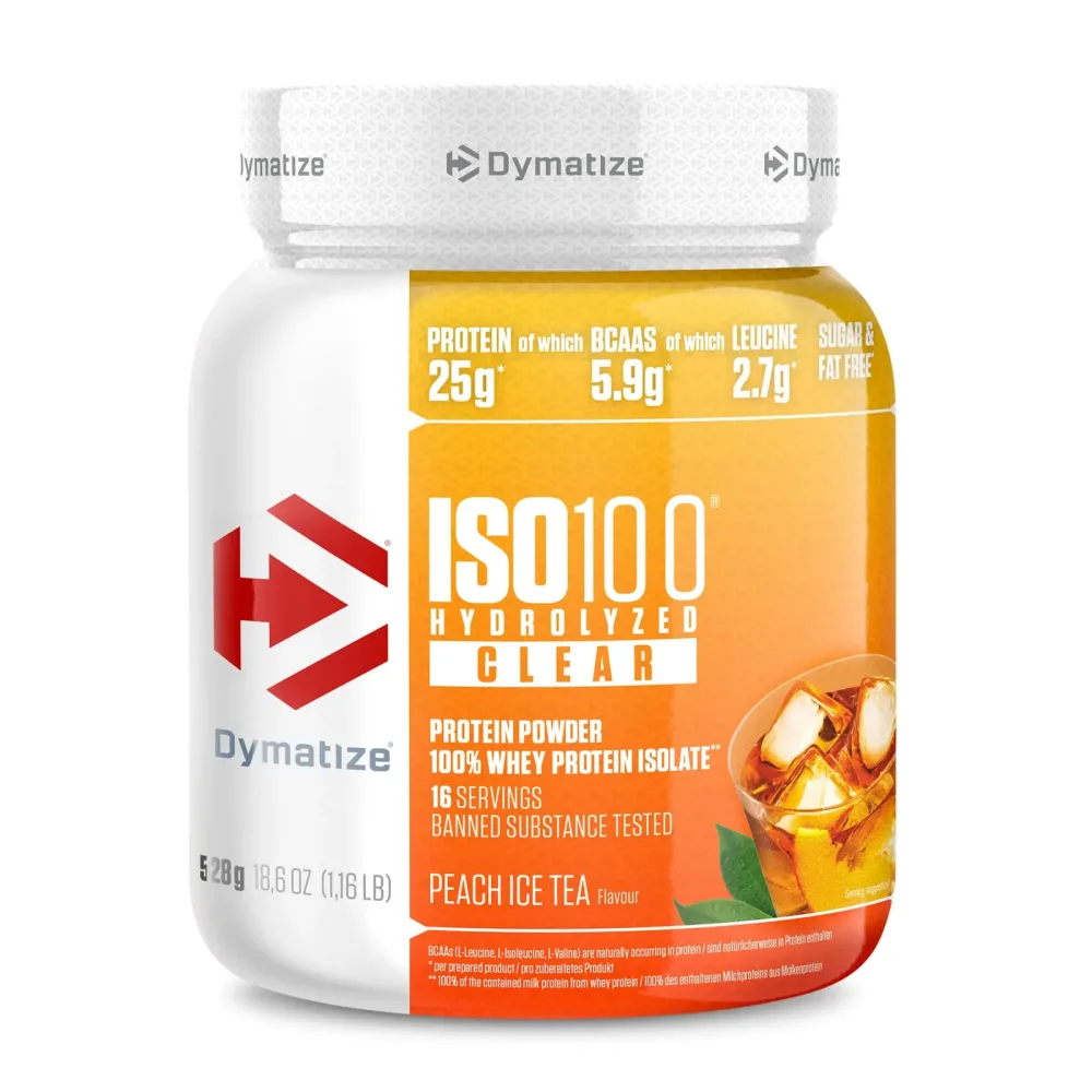 Dymatize Hydrolyzed IsoClear Peach Ice Tea 528 g Getränkepulver Orange, Herren, Größe: 0