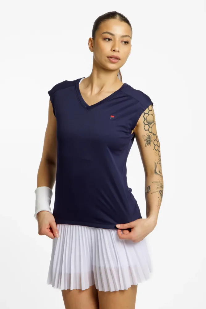 FILA Maia Damen Tennisshirt Blau, Damen, Größe: L