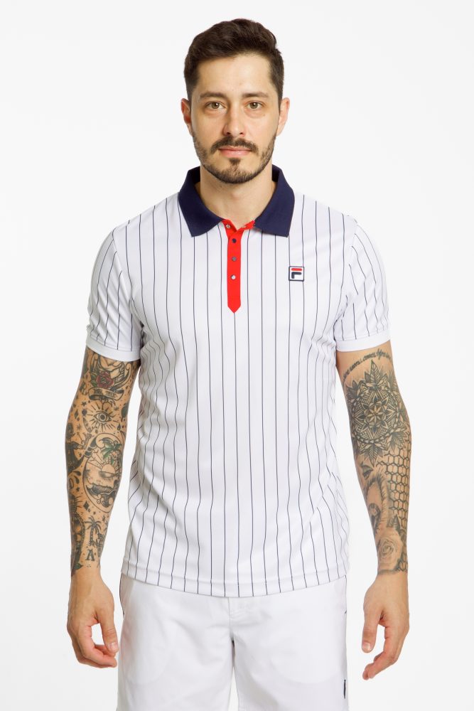 FILA Björn Stripes Herren Tennisshirt Weiss, Herren, Größe: S