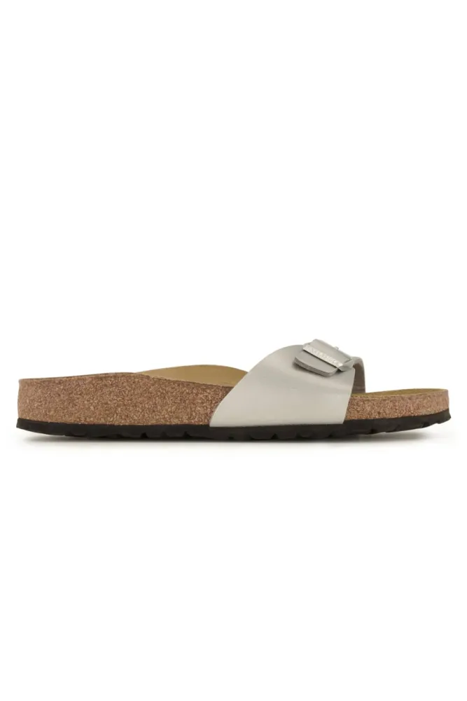 Birkenstock Madrid Birko-Flor® Narrow Fit Damen Slipper Silber, Damen, Größe: 39