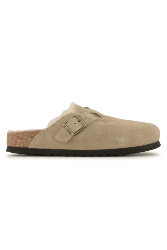 Birkenstock Boston Lammfell Damen Slipper Braun, Damen, Größe: 39