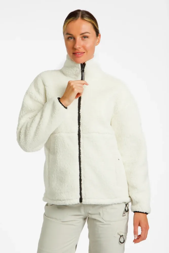BEACH MOUNTAIN Sherpa Damen Midlayer Weiss, Damen, Größe: 34