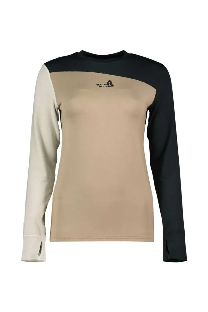 BEACH MOUNTAIN Damen Thermo Longsleeve Beige, Damen, Größe: M