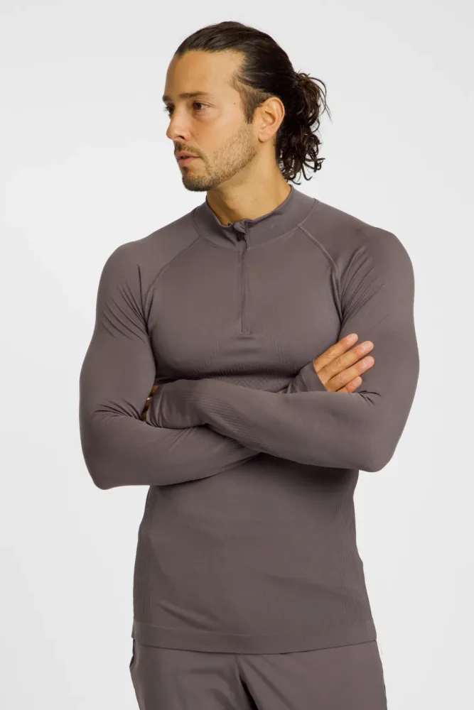 POWERZONE Seamless Herren Midlayer Grau, Herren, Größe: L