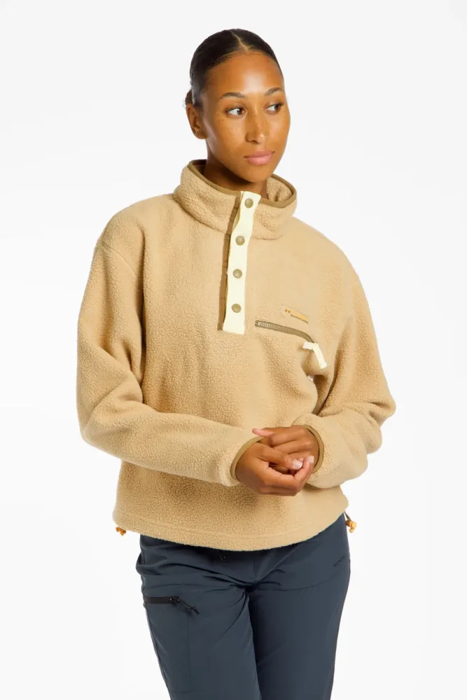 Columbia Helvetia™ II Cropped Sherpa Half Snap Damen Midlayer Beige, Damen, Größe: L