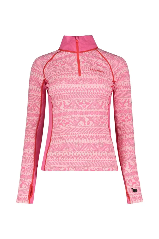 Kari Traa Thale Merino Half-Zip Damen Thermo Longsleeve Rosa, Damen, Größe: L
