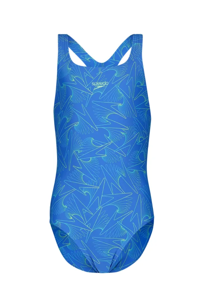 speedo Hyperboom Allover Medalist Mädchen Badeanzug Blau, , Größe: 116