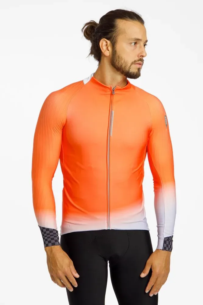 Q36.5 Gregarius Hybrid Collar Fade Herren Rennradtrikot Orange, Herren, Größe: S