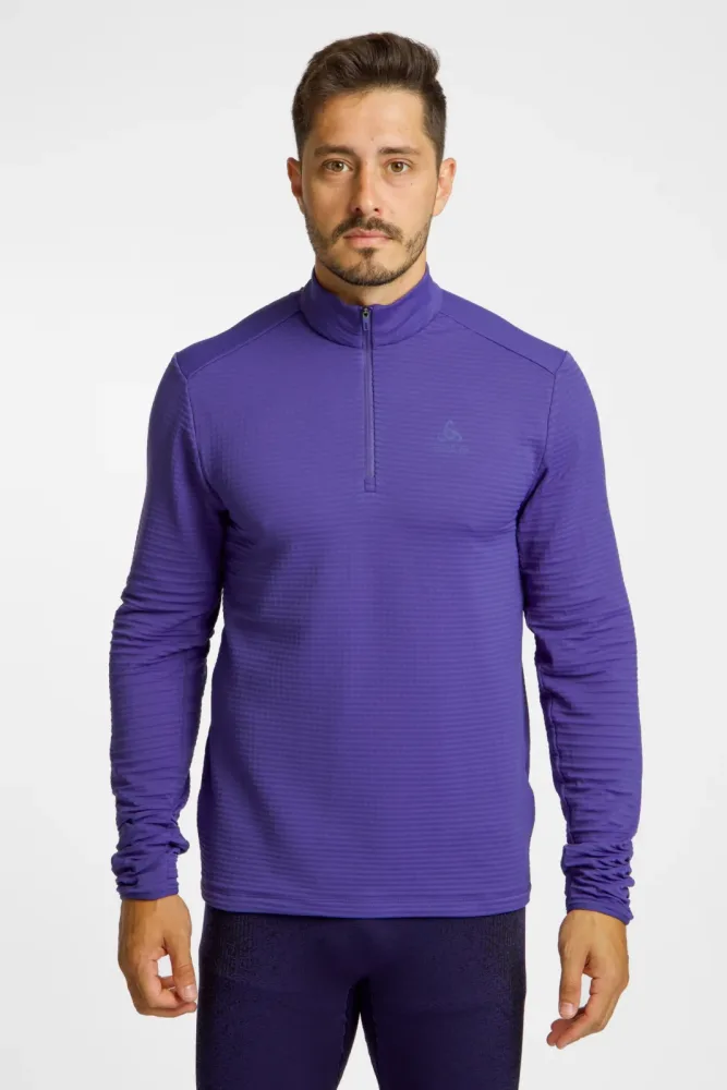 Odlo Essential Thermal Lauf-Mid Layer Half-Zip für Herren - Trail Running, Ski & Snow - lila, S