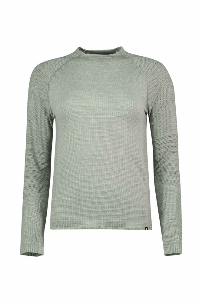 Odlo Seamless Performance Wool Base Layer Shirt für Damen - Wandern, Skilanglauf - grün, S