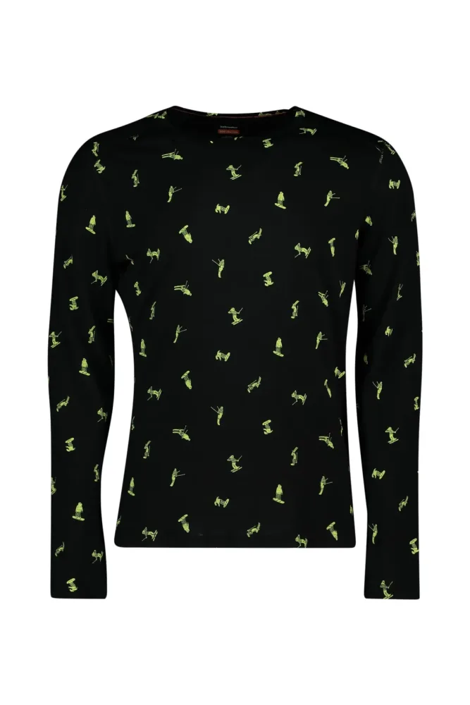 icebreaker Merino 200 Oasis Snow Day Herren Thermo Longsleeve Schwarz, Herren, Größe: L