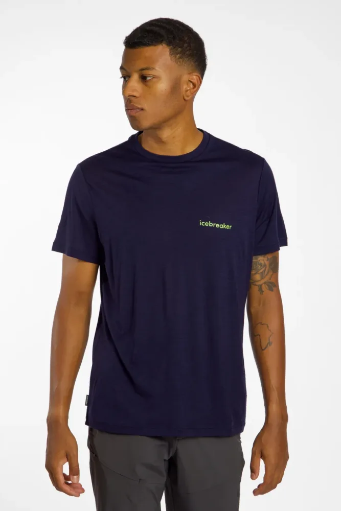 icebreaker Merino 150 Tech Lite IB Wordmark Herren T-Shirt Blau, Herren, Größe: S