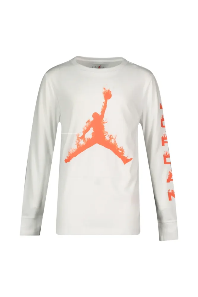 Jordan Up In Flames Kinder Longsleeve Weiss, , Größe: 152