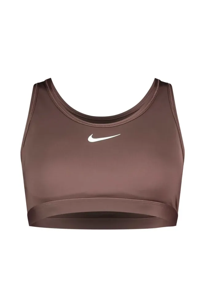 Nike Swoosh Padded Medium Damen Sport-BH Braun, Damen, Größe: L
