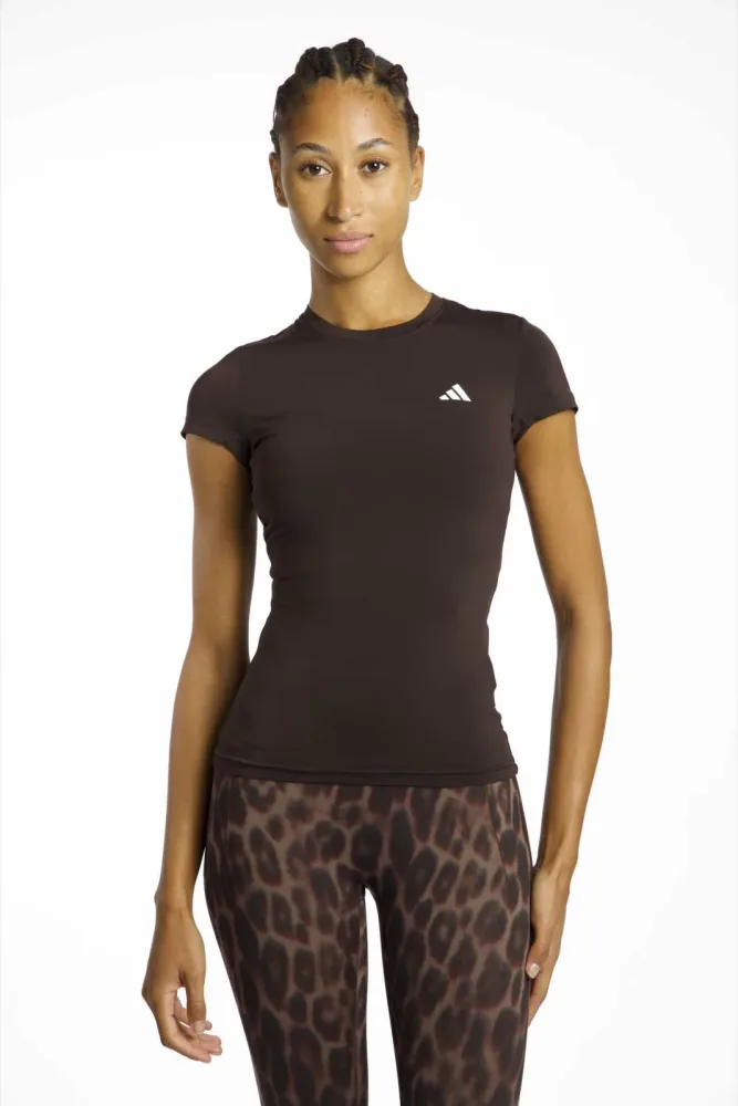 adidas Power Essentials Workout Contour Damen T-Shirt Braun, Damen, Größe: L