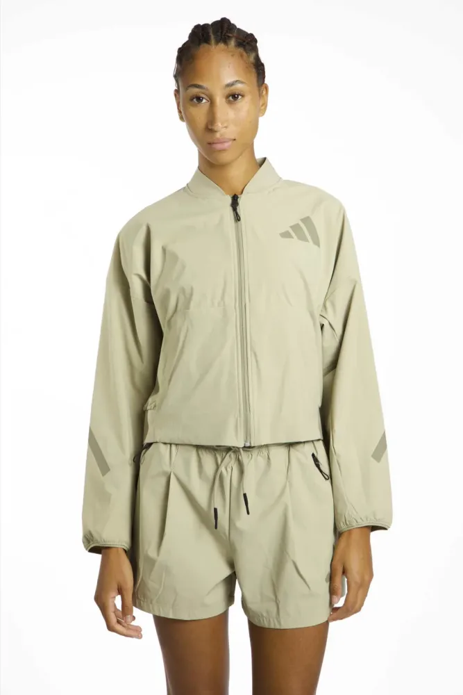 adidas Z.N.E. Woven Bomber Damen Trainingsjacke Beige, Damen, Größe: L