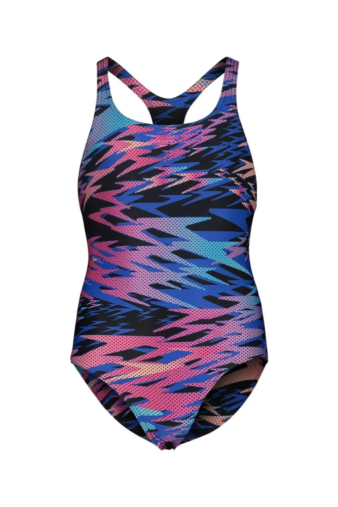 speedo Hyperboom Print Medalist Mädchen Badeanzug Blau, , Größe: 128