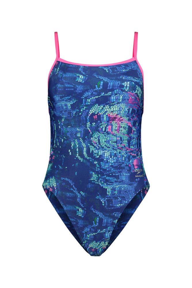 speedo Club Training 2.0 Vanquisher Printed V-Back Damen Badeanzug Blau, Damen, Größe: 38