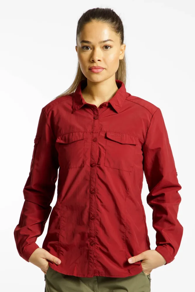 Craghoppers NosiLife Anti-Insect Adventure III Damen Wanderbluse Rot, Damen, Größe: 38