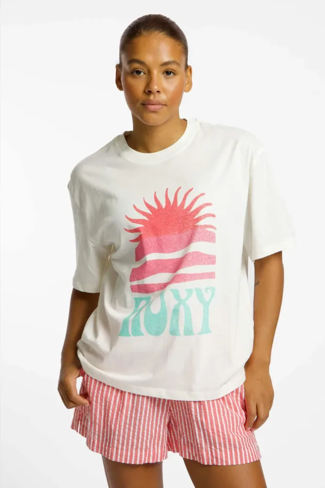 Roxy Hangloose Poster Damen T-Shirt Weiss, Damen, Größe: XS