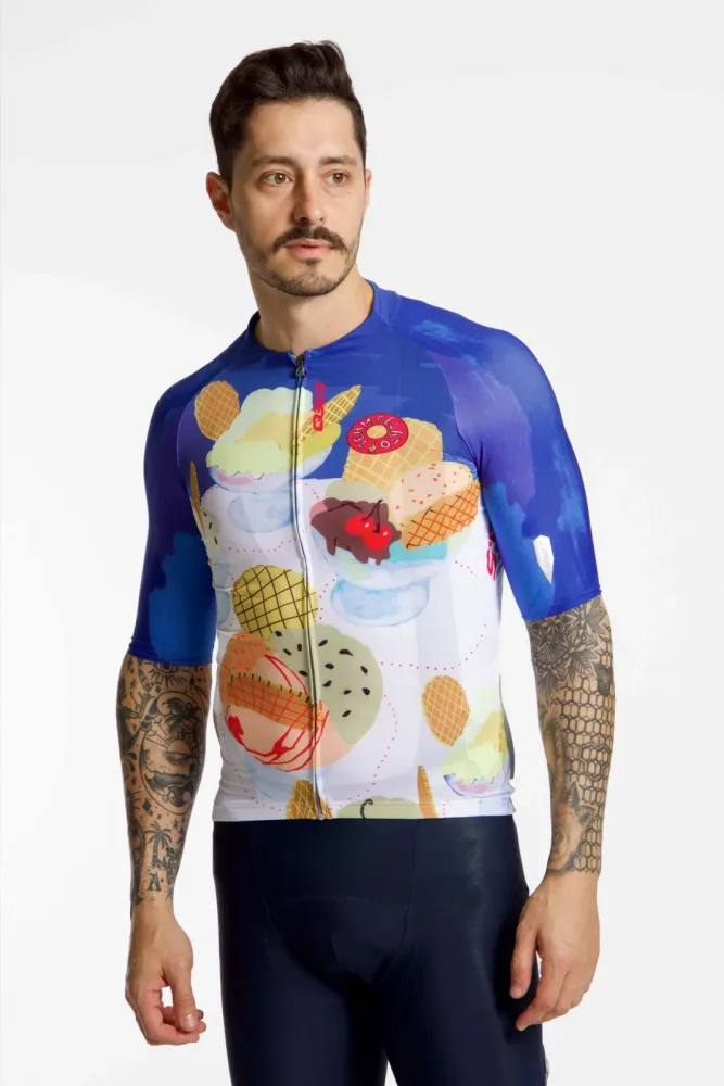 Q36.5 Gregarius Pro Team Gelato Herren Biketrikot Weiss, Herren, Größe: M