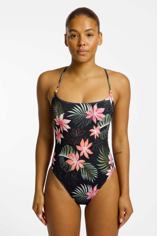 Roxy Paradies Fleur A-C Cup Damen Badeanzug Schwarz, Damen, Größe: L