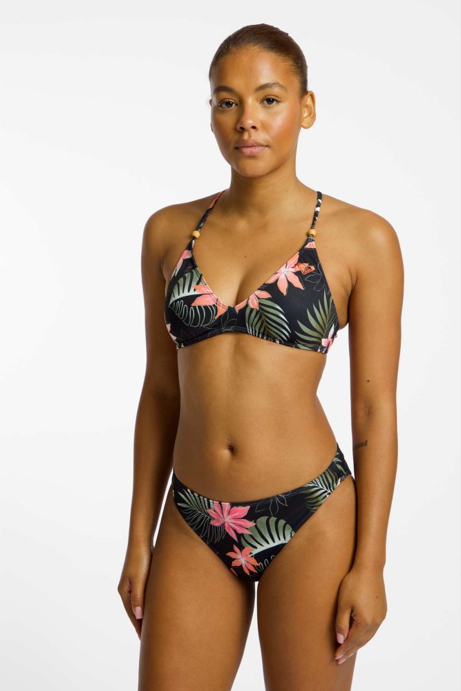 Roxy Paradise Fleur A-C Cup Damen Bikini Schwarz, Damen, Größe: M