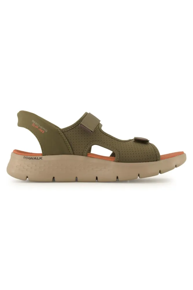 Skechers Slip-ins: Go Walk Flex SD - Easy Entry Damen Sandale Grün, Damen, Größe: 41