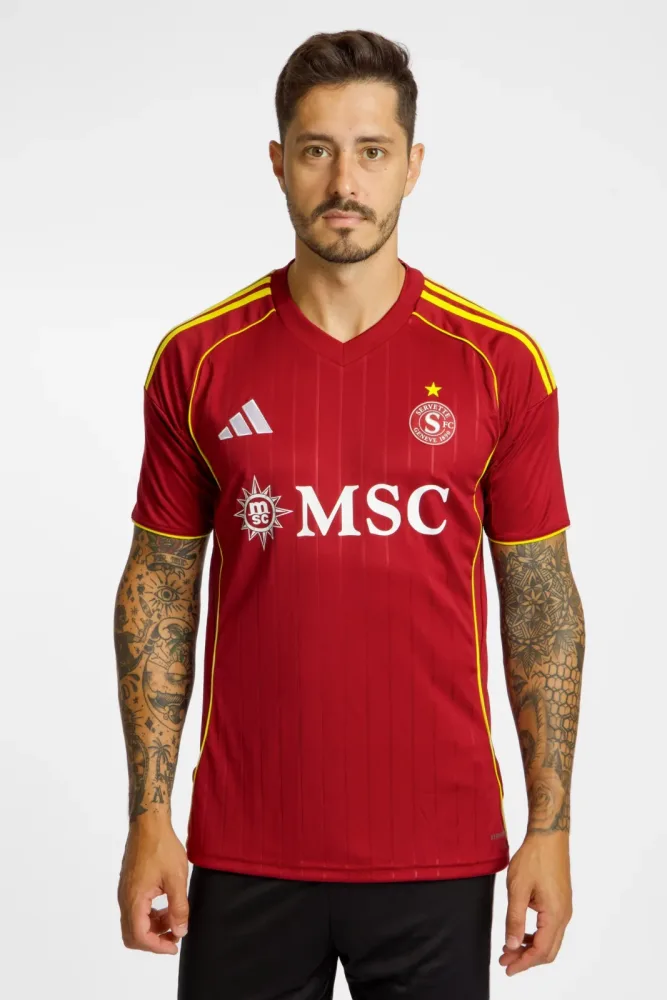 adidas Servette FC Home Replica Herren Fussballtrikot 25/26 Rot, Herren, Größe: XXL