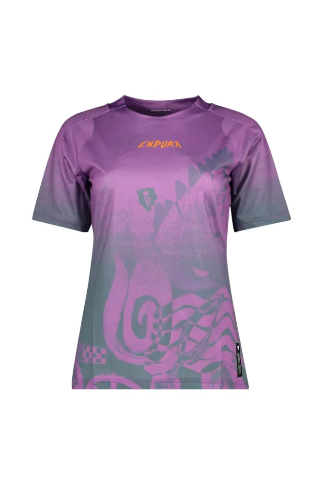 Endura SingleTrack Print Damen Biketrikot Lila, Damen, Größe: XS